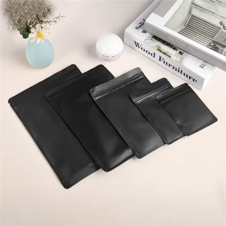 100 Stück leotrusting Aluminiumfolie-Verpackungsbeutel mit Druckverschluss in Mattschwarz zur Aufbewahrung von Kaffee, Tee oder Lebensmitteln - Bild 3