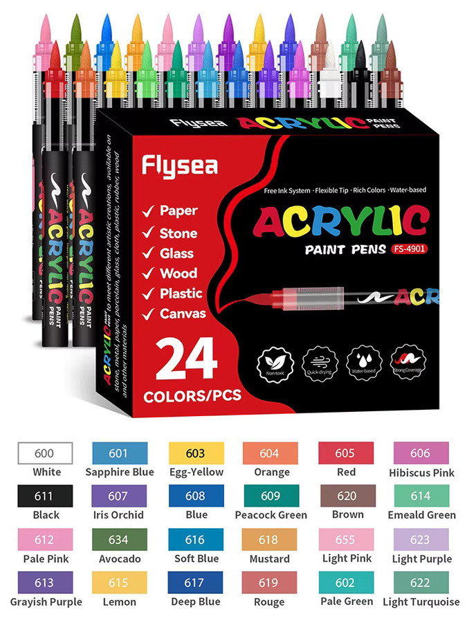 24 Farben Acryl-Marker Set mit starker Deckkraft für Kunst, Zeichnen und DIY Basteln in Multicolour - Bild 7