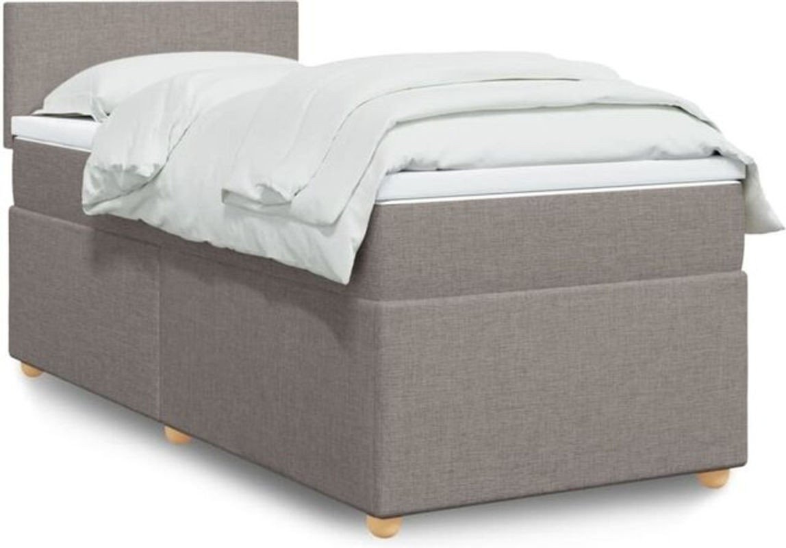 vidaxl Boxspringbett mit Matratze in Taupe meliert und Weiß aus Stoff und Holzwerkstoff, B/T/H: 80 x 200 x 100,5 cm - Bild 1