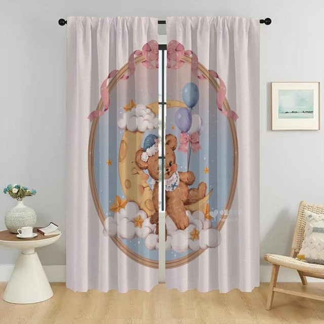 Bär Küchenvorhänge Set aus 2 Stück, Mehrfarbig, Breite: 50 cm, Höhe: 70 cm - Bild 1