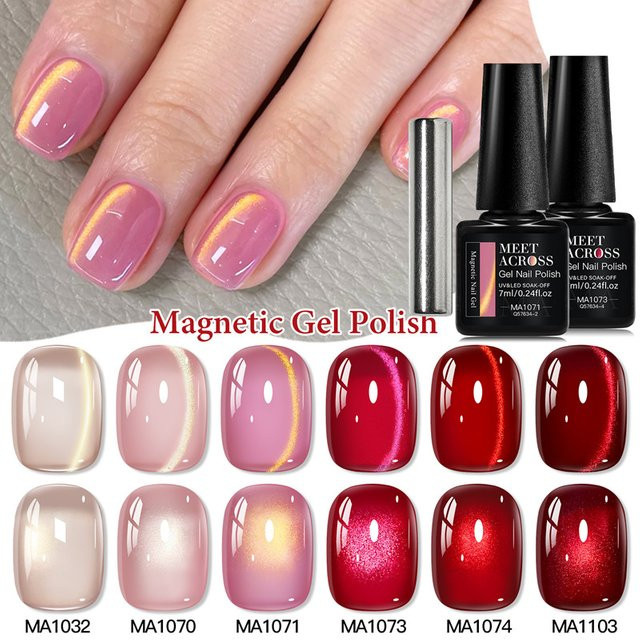 MEET ACROSS Magnetgel-Nagellack-Set, Glitzer, Schimmernd - Bild 1