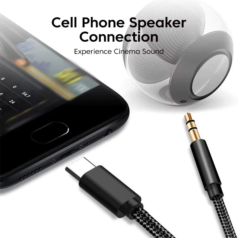 NNBILI USB Typ C auf 3,5 mm AUX-Audiokabel Adapter in Schwarz und Gold für Samsung, Xiaomi und Huawei - Bild 4
