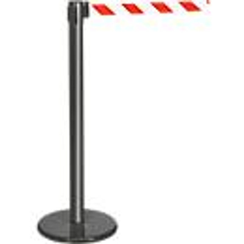 Guidesystems Gurtpfosten aus Metall in Anthrazit mit rot-weißem Absperrband - Bild 2