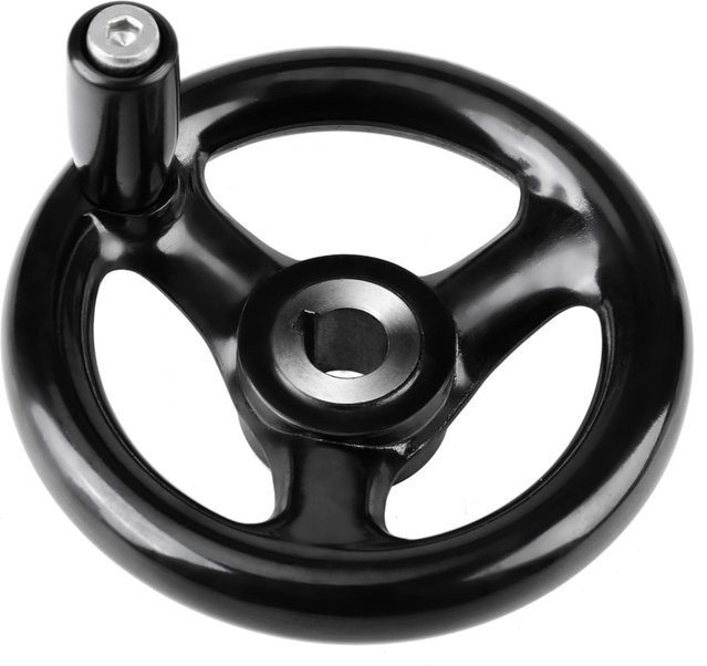 Rundes 3-Speichen-Handrad für Drehmaschinen und Fräsmaschinen, Schwarz, Durchmesser: 12 mm, Breite: 100 mm - Bild 1