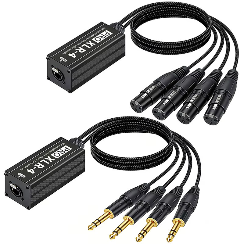 TITAK PRO XLR-4 4-Kanal XLR auf RJ45 Breakout-Kabel Audio-DMX-Extender in Schwarz für Mischpult, Mikrofon und Bühnenbeleuchtung - Bild 3