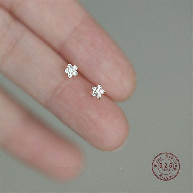 OBEAR Ohrstecker Pentagramm kleine Blume, 925 Silber, Zirkonia, Damen - Bild 1