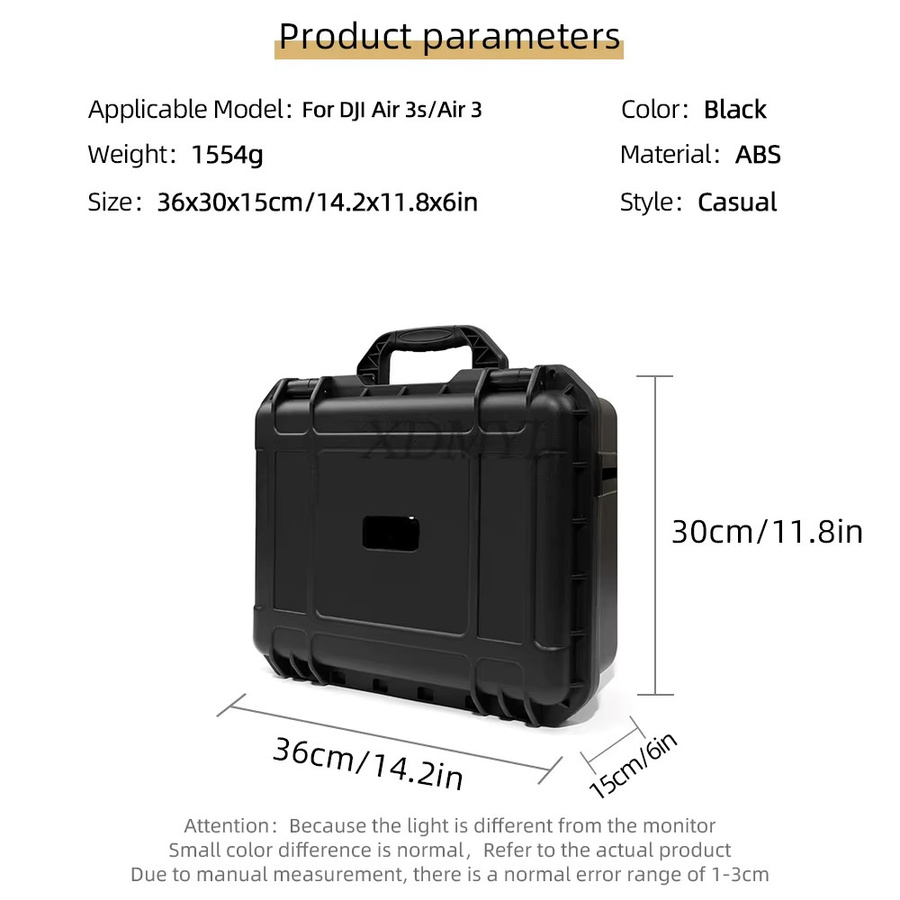 DJI Tragbares Hard Case für DJI Air 3 und DJI Air 3S mit Schutz für DJI RC 2, RC N2 und RC N3 Controller in Schwarz - Bild 2