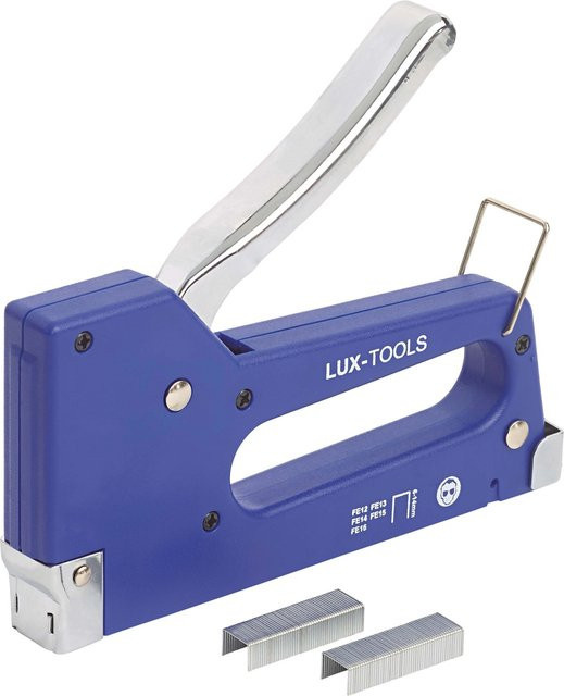 LUX-TOOLS Handtacker für Feindrahtklammern 6 mm - 14 mm in Blau mit Kunststoffgehäuse - Bild 1