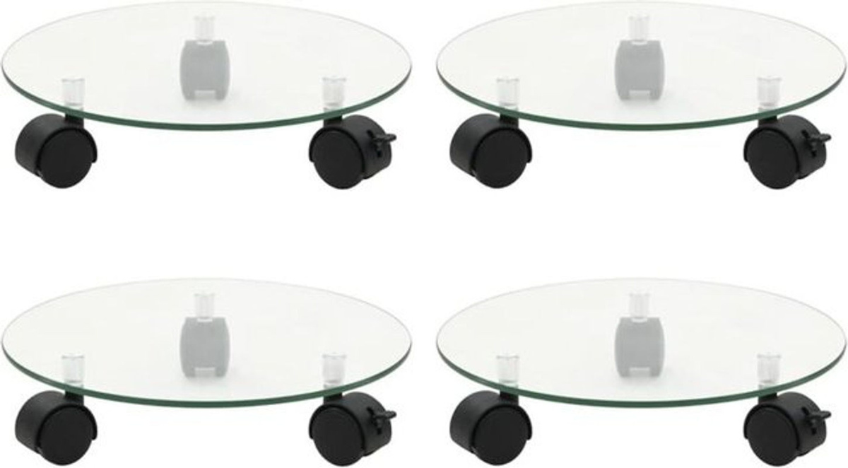 Vidaxl Pflanzenroller Set aus Hartglas rund Durchmesser: 28 cm, 4 Stück - Bild 1