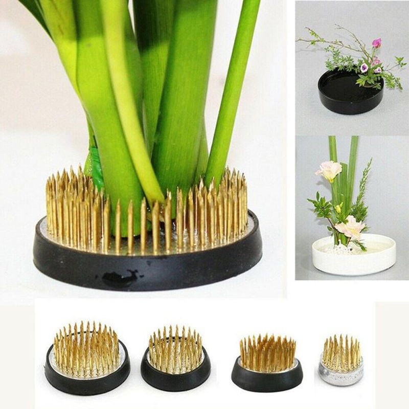 Runder Ikebana-Blumenfrosch aus Metall in - Bild 1