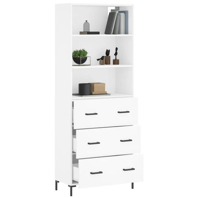 Vidaxl Vitrinenschrank Modern, Weiß, B: 69,5 cm, T: 34 cm, H: 180 cm - Bild 1