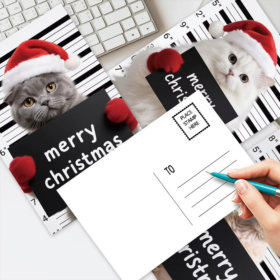 32 Stück Weihnachtskarten mit Katzenmotiven in Multicolor aus hochwertigem Papier - Bild 3