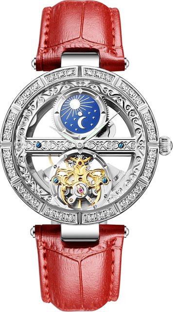 AILANG Armbanduhr Automatik, Leder, Blau, Silber, Damen - Bild 1