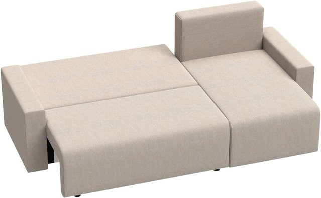 HOMCOM Schlafsofa Click-Clack in Beige mit L-Form und Polsterung aus Stoff und Samt, B/T/H: 226 x 125 x 86 cm - Bild 1