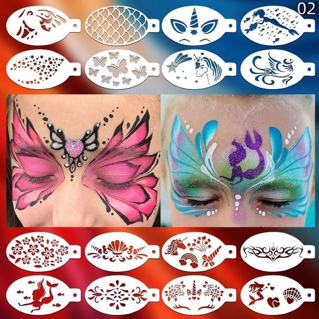 Binchi Outdoor Product Face Painting Tattoo Schablonen Set, 16 Stück, Kinder - Bild 1