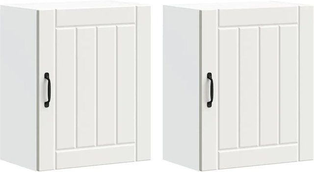 vidaXL Küchen-Hängeschränke Lucca, 2er-Set, Weiß, Holzwerkstoff, Wandmontage - Bild 1