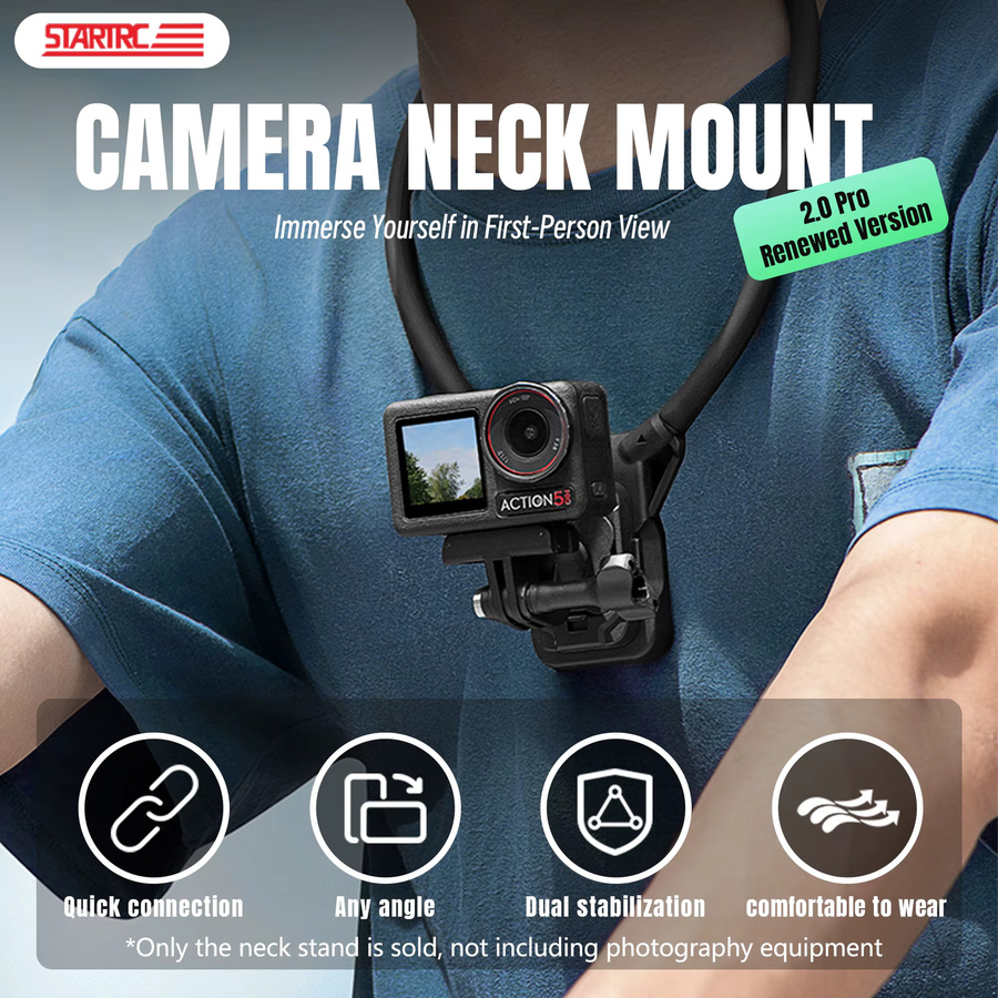 STARTRC V3 Magnetischer Brustgurt mit Halshalterung für DJI OSMO 360, Pocket 3, Action 3, Action 4 und Action 5 Pro in Schwarz - Bild 2