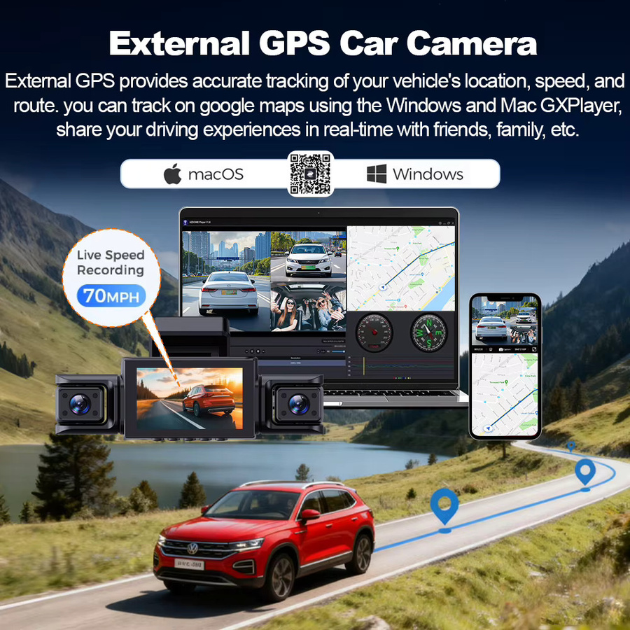 BEPOCAM Dashcam 4K UHD mit 360 Grad Innenansicht, WLAN, GPS, WDR und Nachtsicht, inklusive 24-Stunden-Parküberwachung, Schwarz - Bild 3