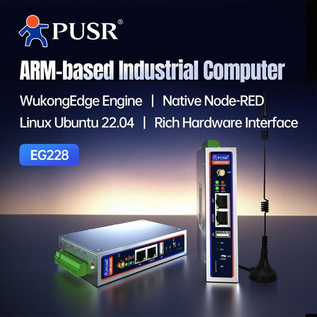 PUSR USR-EG228 Lüfterloser ARM Mini-PC Linux-Server RK3506J in Silber mit 512MB DDR3, Ubuntu 22.04, 2RS485/CANFD und Edge Computing Funktionen - Bild 1