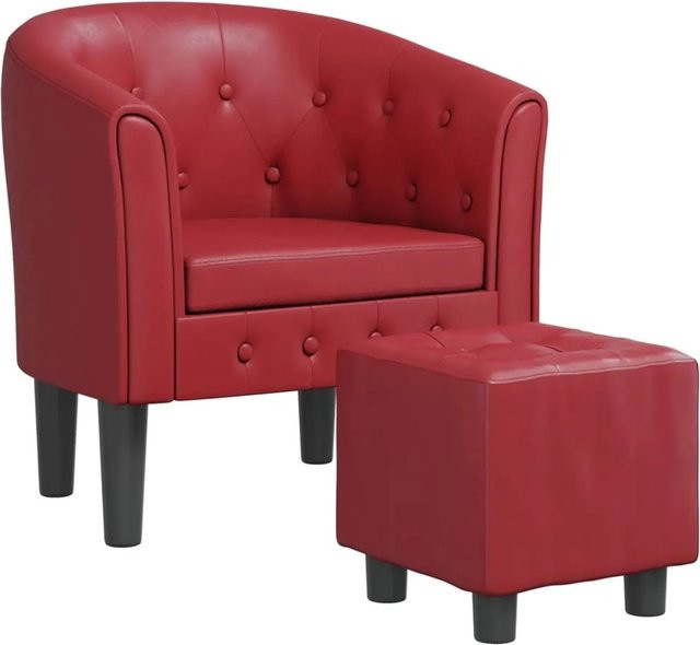 vidaXL Clubsessel mit Fußhocker in Weinrot aus Kunstleder für dein Wohnzimmer oder Homeoffice - Bild 1