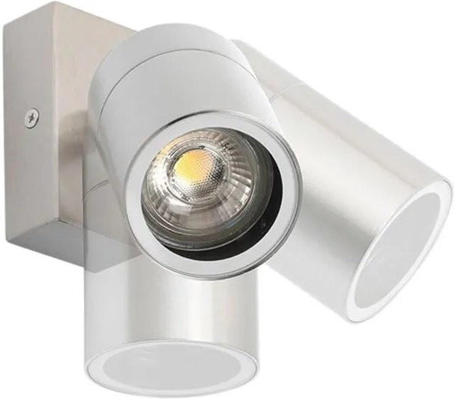 QAZQA Außenwandleuchte aus Edelstahl in Silber, modern, IP44, drehbar und neigbar, GU10 - Bild 1