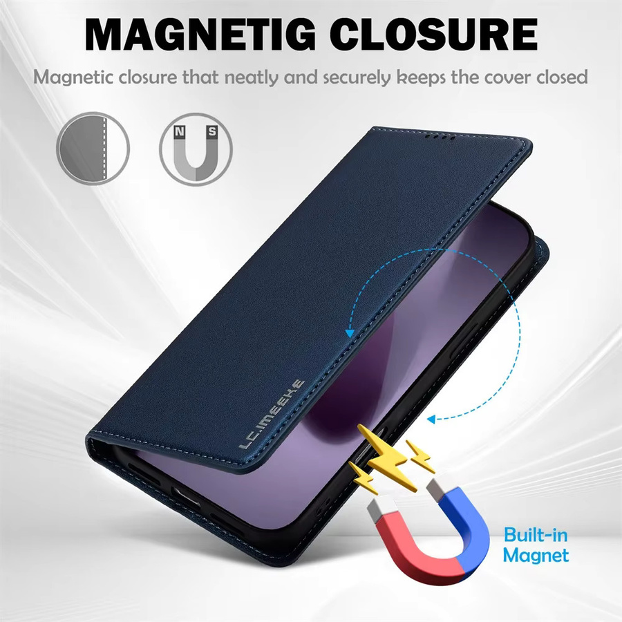 Magnetische Kartenhalter Brieftaschen Handyhülle aus PU-Leder für Apple iPhone 17 Air 16 16e 15 14 13 Mini 12 11 XR XS X Pro Max in Braun und Blau - Bild 3