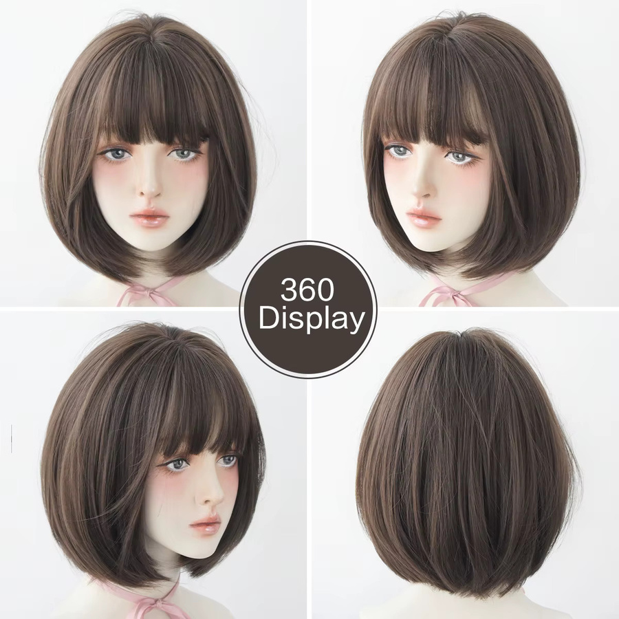 7JHH WIGS Perücke, braun, Bob-Stil mit Pony, Damen - Bild 3