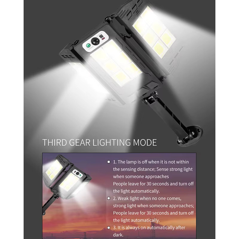 ESMARTER Solar-LED-Gartenleuchte mit Bewegungssensor und Fernbedienung, COB-Technologie, Schwarz - Bild 4
