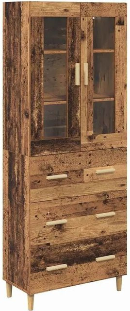 vidaXL Highboard Altholz in Braun aus Engineered Wood und Glas, B/T/H: 69,5 x 34 x 180 cm - Bild 1