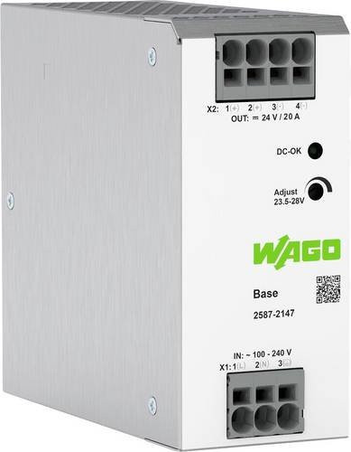 WAGO 2587-2147 Hutschienen-Netzteil DIN-Rail 24 V/DC 20A 480W in Silber - Bild 1