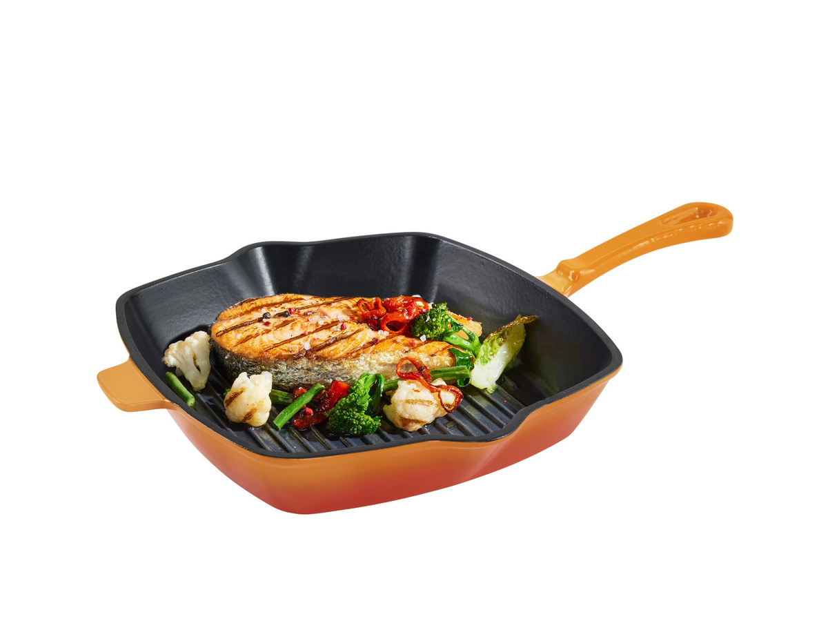 SILVERCREST Premium-Gusseisen-Grillpfanne, Farbe: Orange, Durchmesser: 24 cm - Bild 2