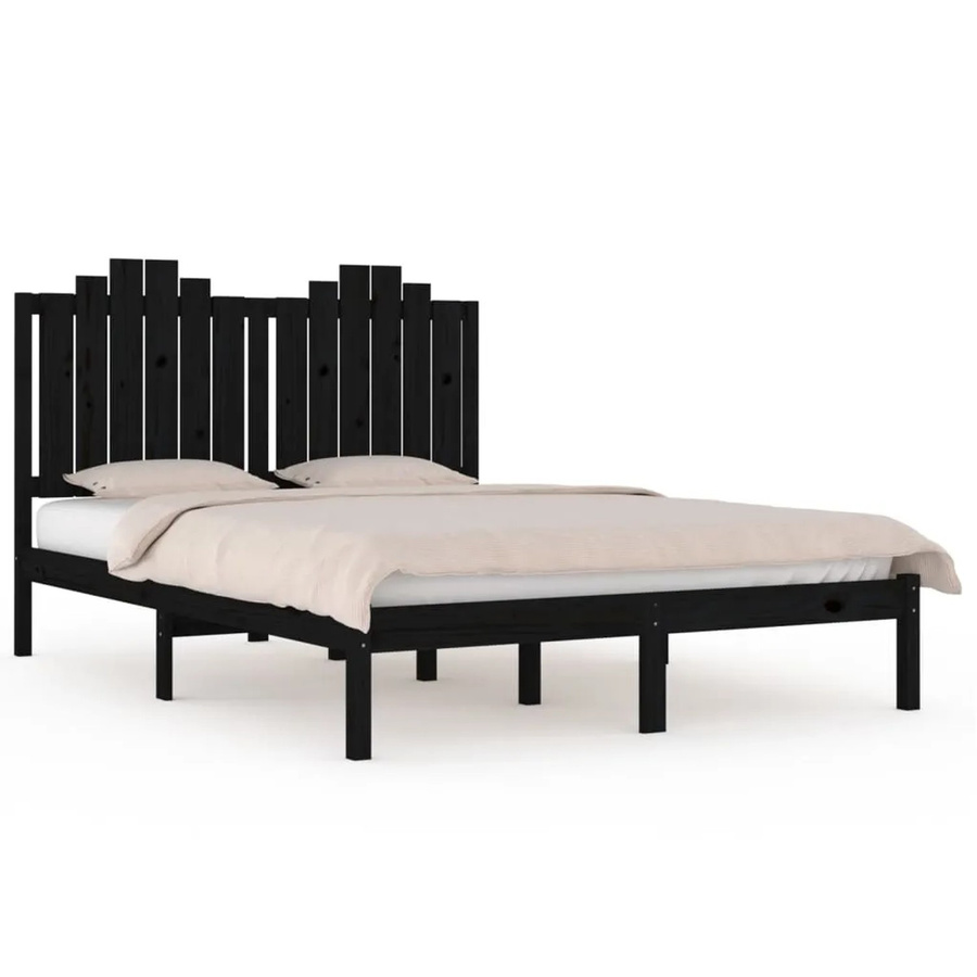 vidaXL Massivholzbett aus Kiefer in Schwarz, B/T/H: 200 x 200 x 205,5 cm - Bild 2