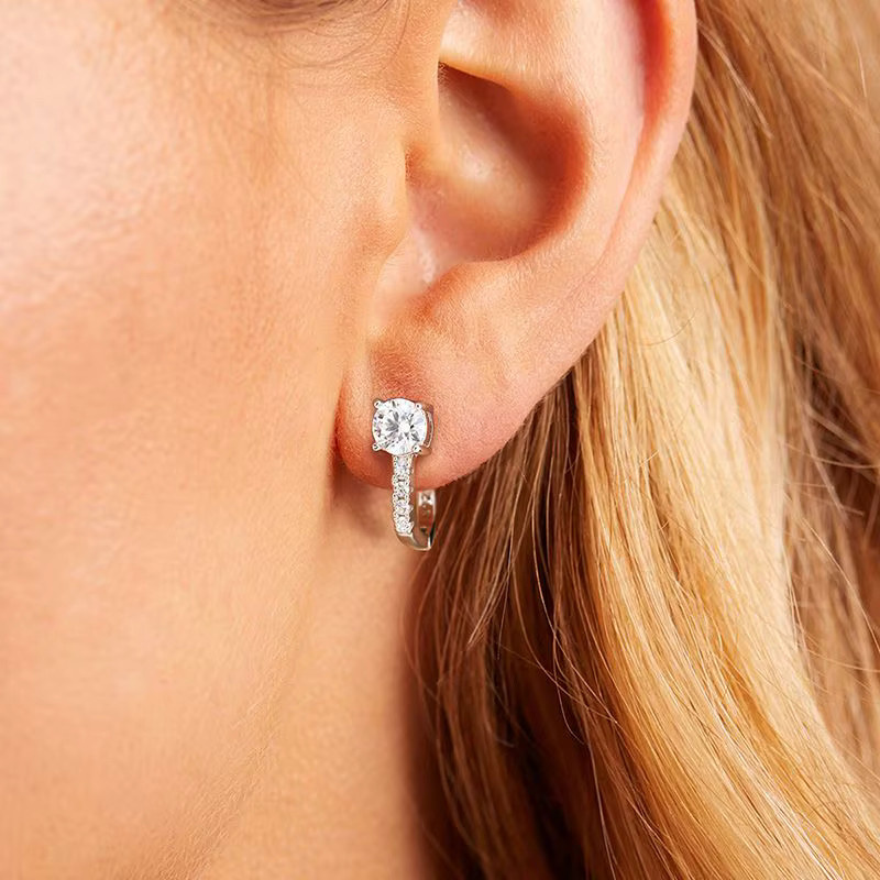 DWJ Ohrringe, 925 Silber, Moissanit-Diamant, Damen - Bild 3