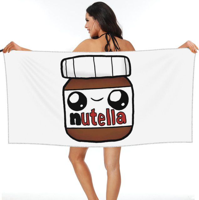 Nutella Cutie Strandtuch aus weicher Mikrofaser, schnelltrocknend und saugfähig, Farbe: Weiß, B x L: 70 x 140 cm - Bild 1
