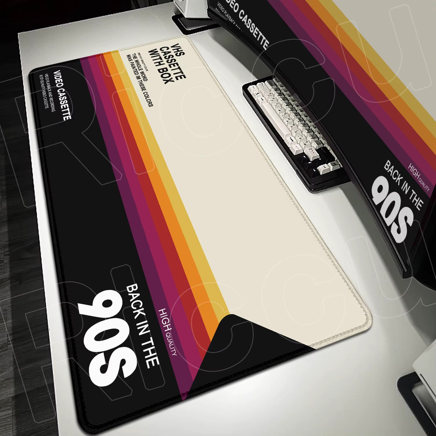 Riccu Retro-Stil VHS Gaming-Mauspad in Multicolour, B/T: 120 x 60 cm, rutschfeste Schreibtischunterlage für Tastatur und Laptop - Bild 2