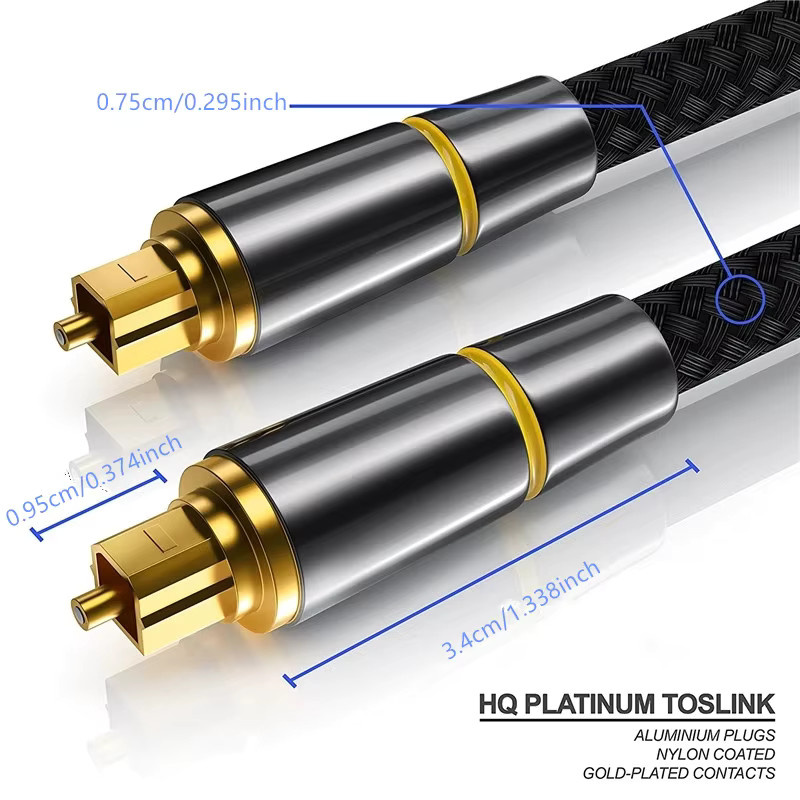 Toslink S/PDIF Glasfaserkabel für Verstärker, Xbox, PS4, PS5 und TV, Farbe: Schwarz, Länge: 2 Meter - Bild 2