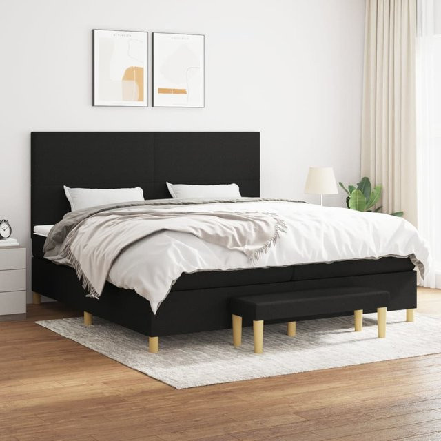 vidaXL Boxspringbett mit Matratze Schwarz aus Stoff, B/T: 200 x 200 cm - Bild 3