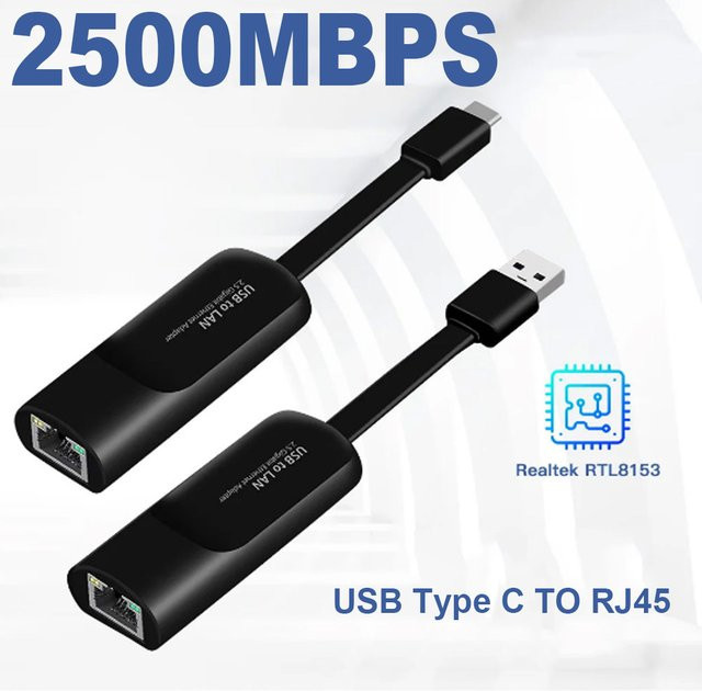 Kebidu USB 3.0 auf RJ45 Ethernet Adapter, 2.5 Gbit/s USB-LAN Netzwerkkarte für Laptop und PC, Schwarz - Bild 1