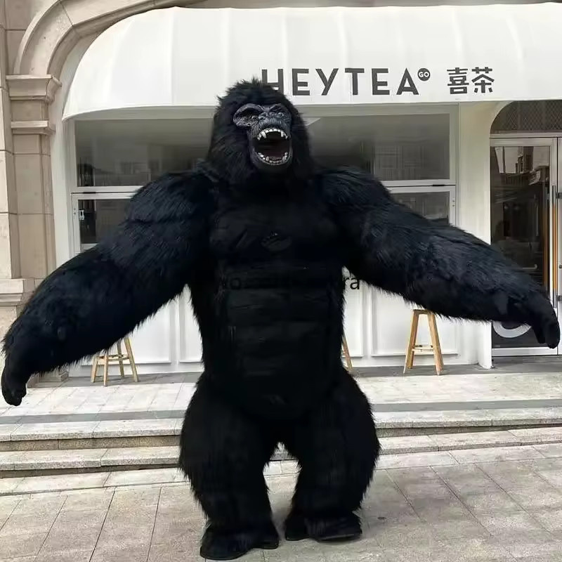 Potdemiel King Kong Gorilla Maskottchen, Plüsch Cartoon Puppe, Schwarz - Bild 3