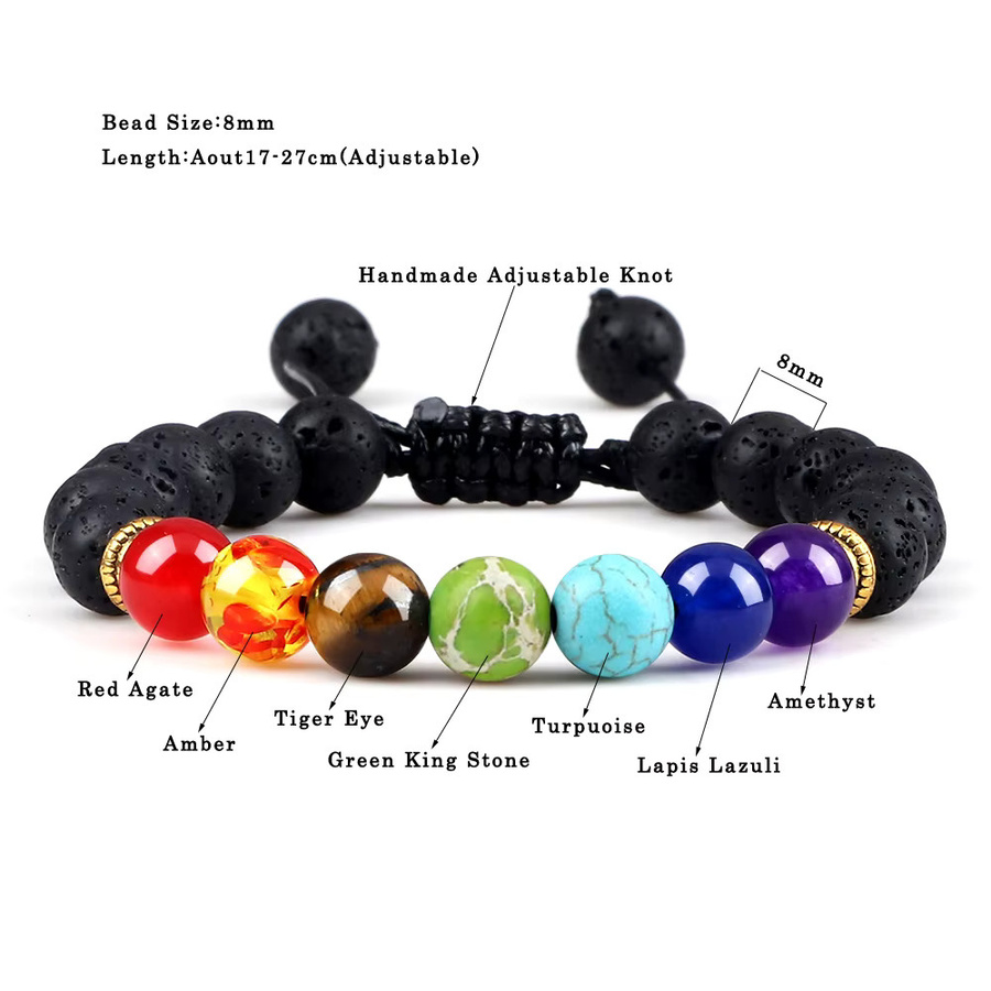 Reliatonny Armband, Lava Stein, Tigerauge, Bunt, Unisex - Bild 4