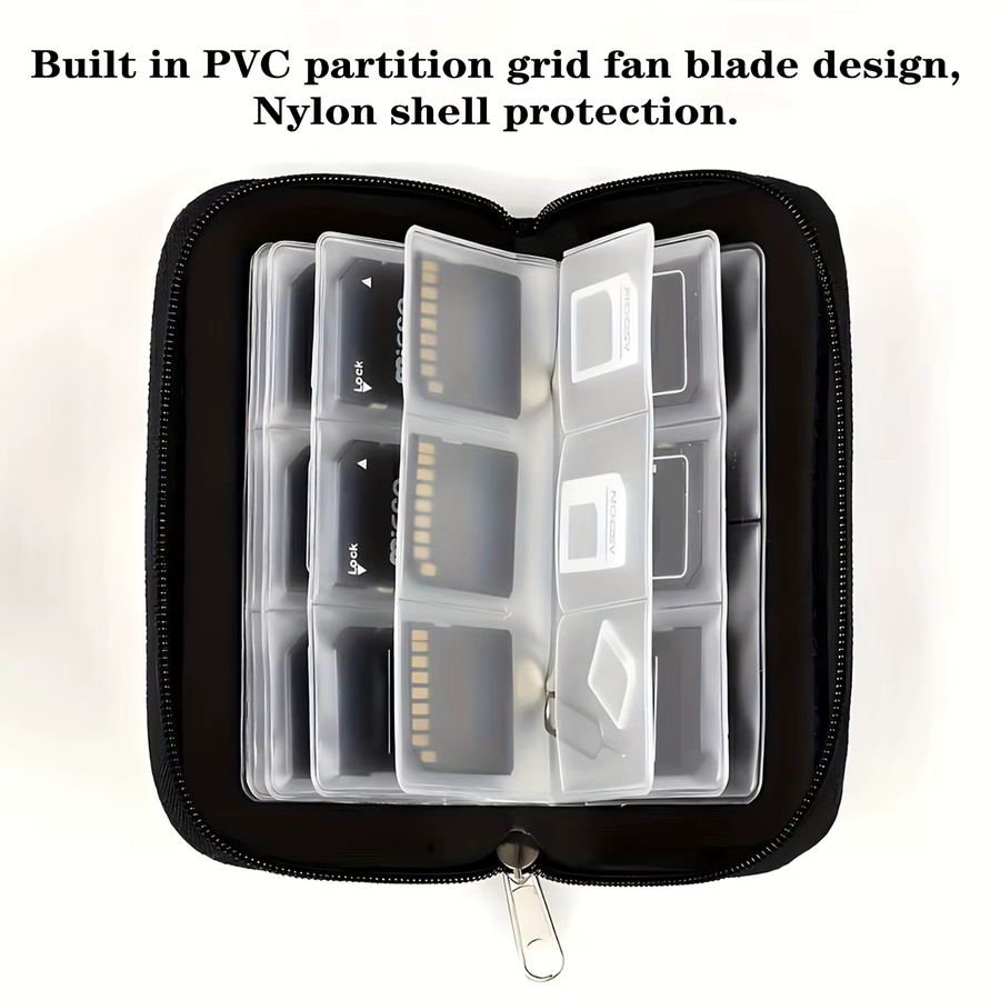 ValueWin Speicherkarten-Aufbewahrungstasche in Schwarz mit 22 Fächern für CF, SD, Micro SD, SDHC und MS - Bild 5