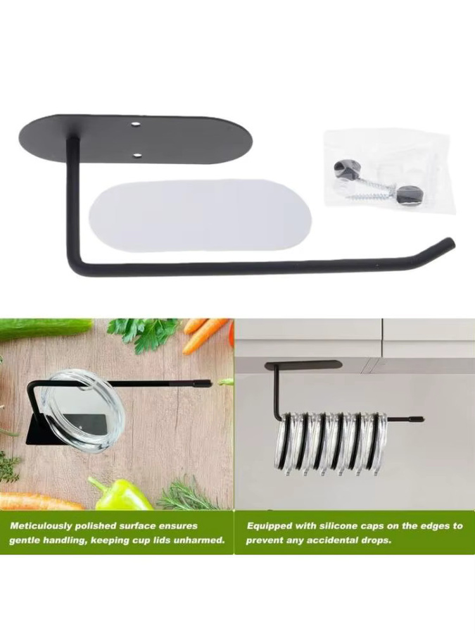N2UD Set mit 12 Becherdeckelhaltern zur Wandmontage, Schwarz, B/T/H: 14,5 x 7,0 x 12,0 cm - Bild 4