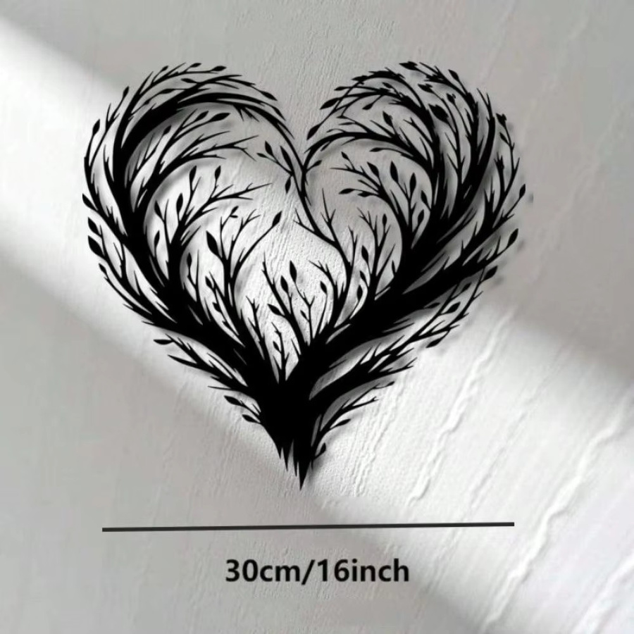 CIFBUY Herz-Wanddekoration aus Eisen in Schwarz mit floralem Baumzweig-Design - Bild 2