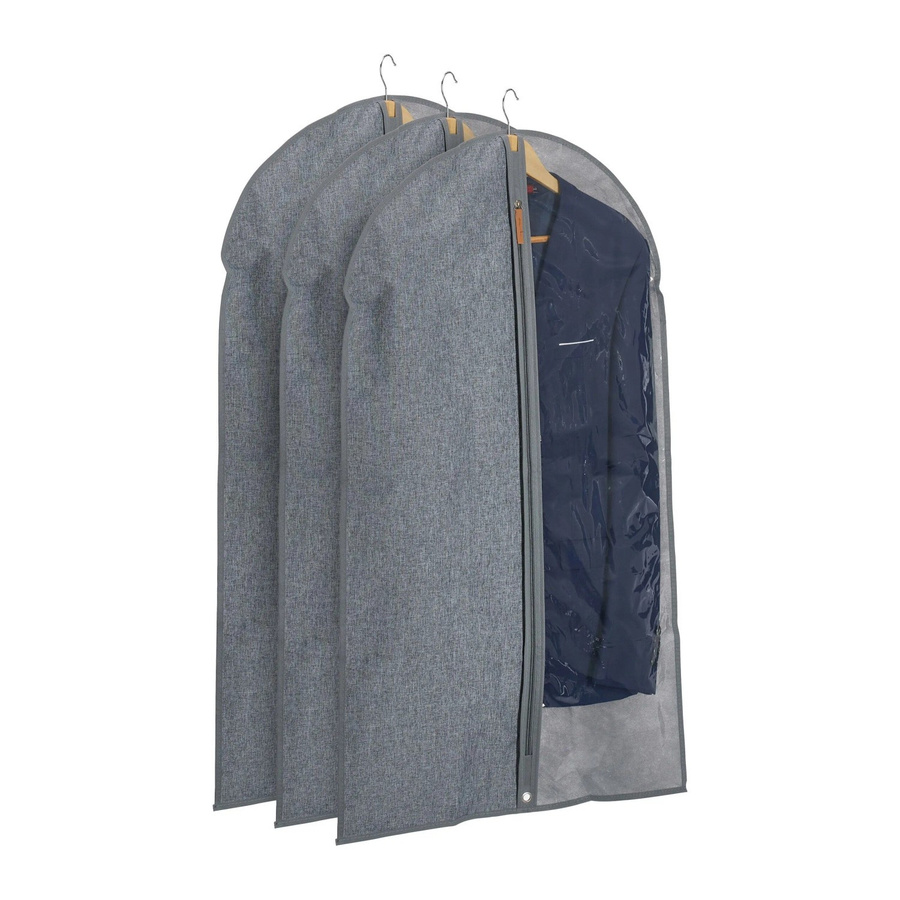 Relaxdays Kleidersack 3er Set aus Polyester in Grau Transparent mit Reißverschluss, B: 58 cm, H: 99 cm - Bild 2