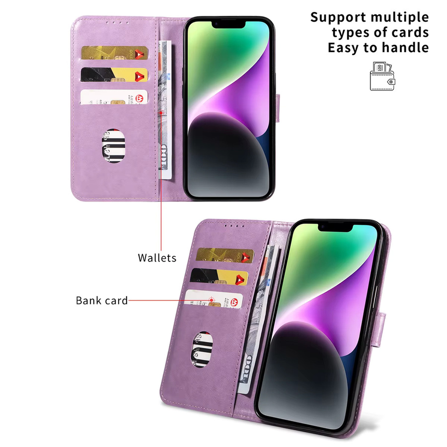 Stilvolle Kunstleder-Flip-Hülle für Samsung Galaxy A56 A52 A51 A50 A36 A26 A16 A06 mit magnetischer Halterung in Gold und Purple - Bild 4