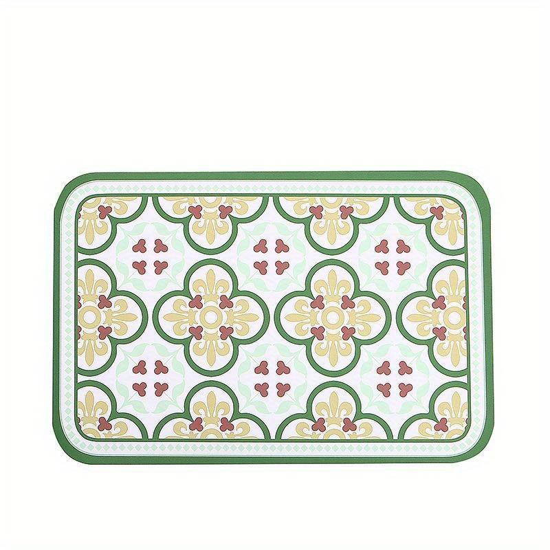 LChome Tischsets im skandinavischen Landhausstil aus Leder mit floralem Muster, gelb, B/T: 45 x 30 cm - Bild 2