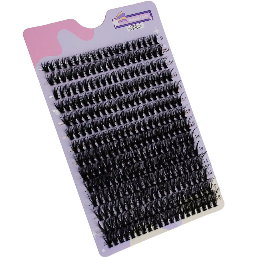 30D Cluster Wimpern Einzelwimpern, Mix 9–16 mm, D Curl, Black, 280 Stück - Bild 2