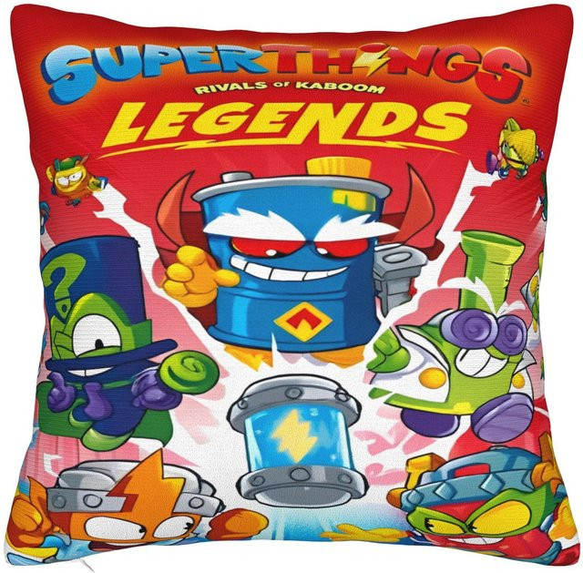 SuperThings Cartoon Quadratische Kissenbezüge aus Polyester, Dekorative Kissenhülle für Kinder, B/B: 45 x 45 cm - Bild 1