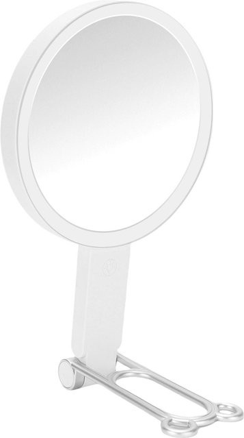 Koogeelife LED Make-up-Spiegel mit 3 Lichtfarben, doppelseitig 1X/30X Vergrößerung, USB wiederaufladbar, weiß - Bild 1