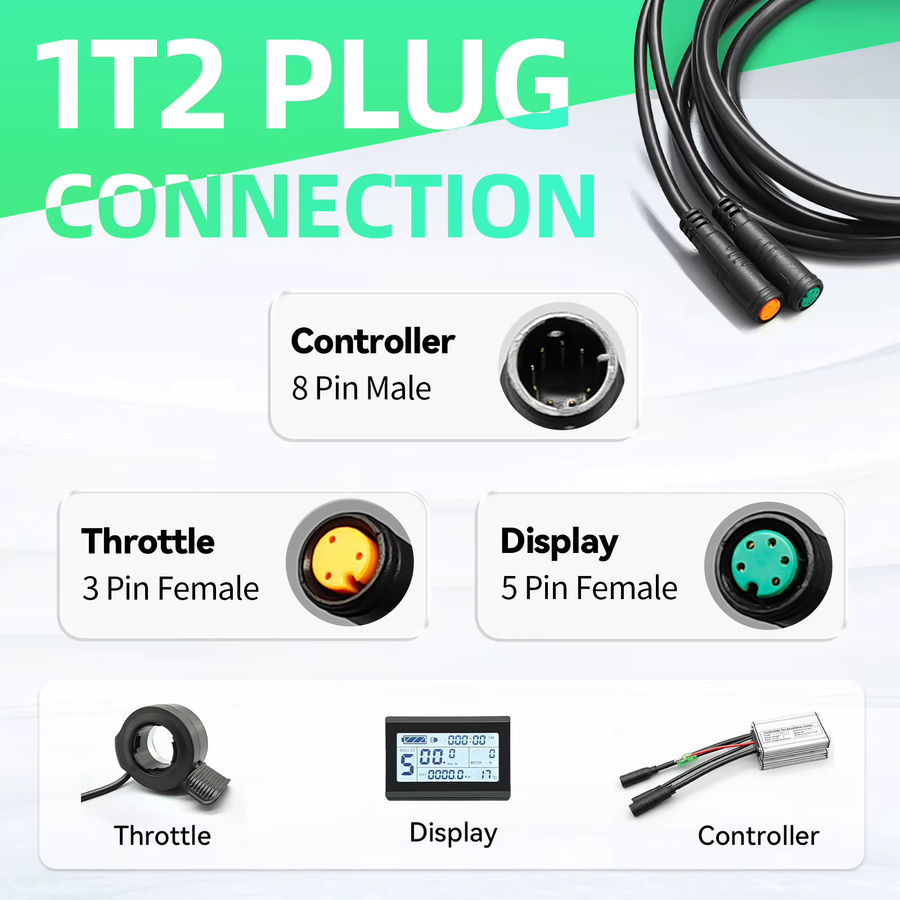 Wasserdichtes Kabel für Elektrofahrräder zur Umwandlung von Controller, Licht, E-Brake, Drossel und Display in Schwarz - Bild 2